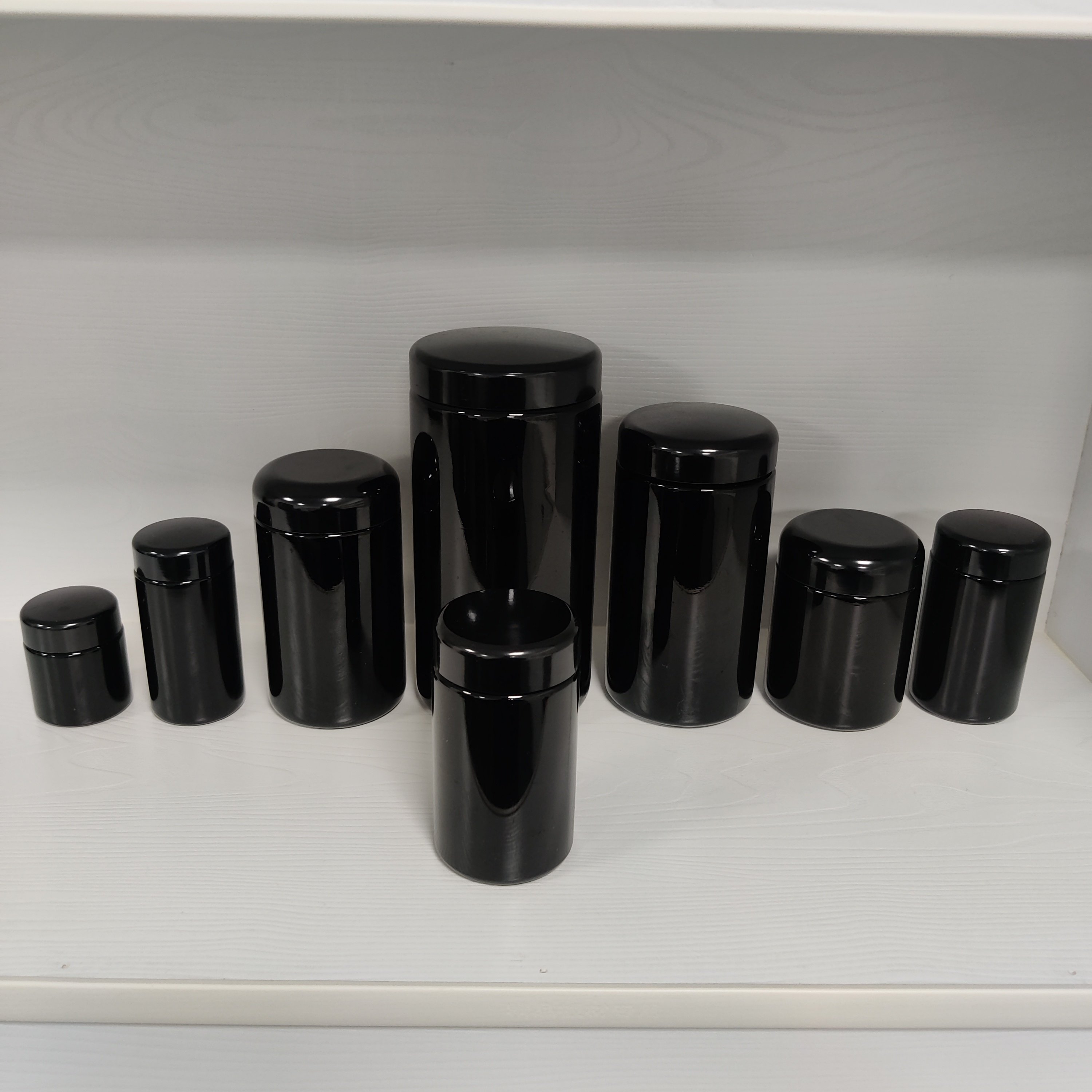 Round Large 250g 500g UV Black Dark Ultra Violet Stash Jar Herb UV Smell Proof Air Tight Ultraviolet Storage Glass Jar