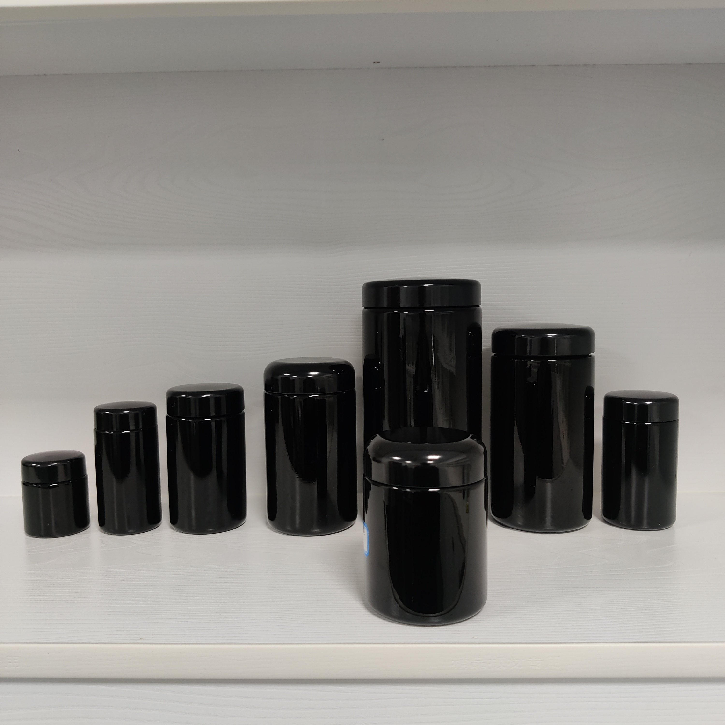 Round Large 250g 500g UV Black Dark Ultra Violet Stash Jar Herb UV Smell Proof Air Tight Ultraviolet Storage Glass Jar