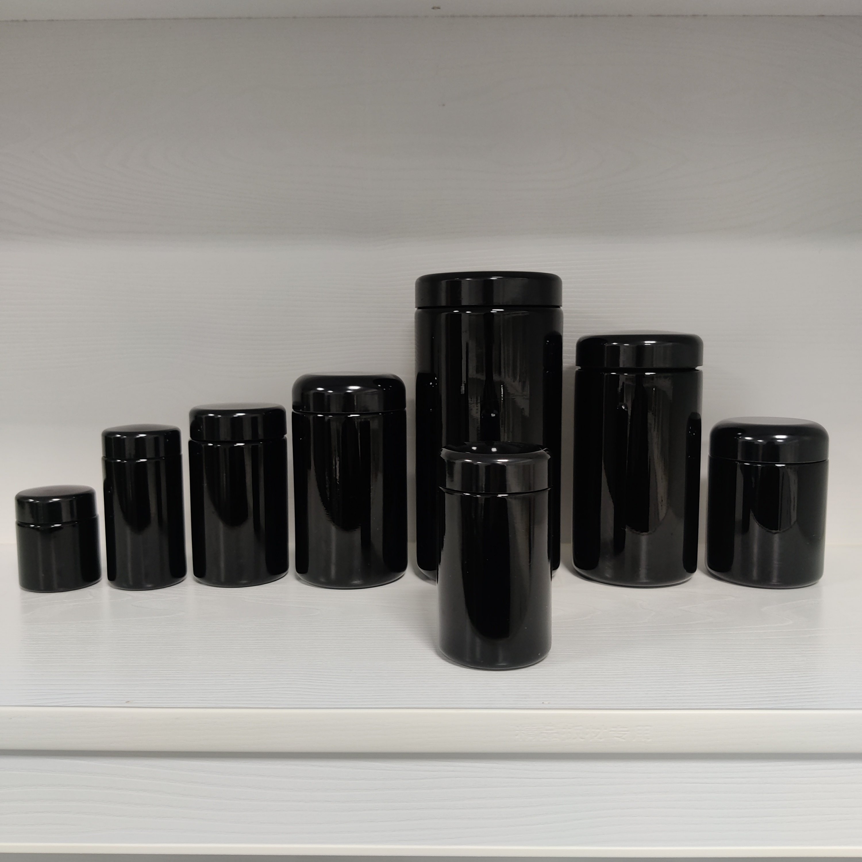 Round Large 250g 500g UV Black Dark Ultra Violet Stash Jar Herb UV Smell Proof Air Tight Ultraviolet Storage Glass Jar