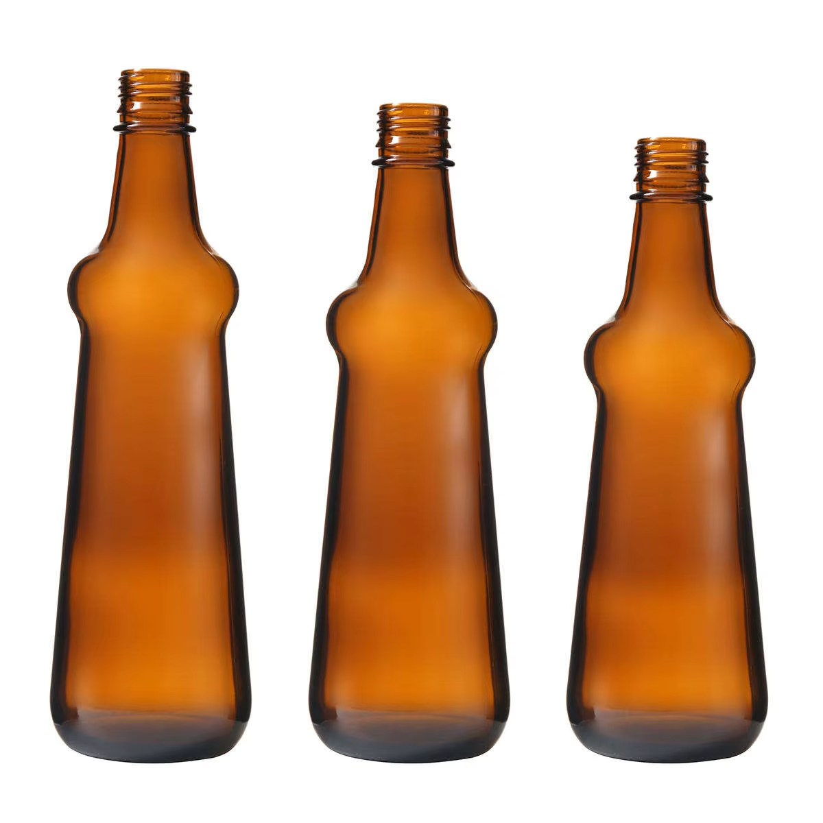 Wholesale Amber Transparent Glass Bottles Beer Beverages Fruit Juice Soda Empty Glass Bottles