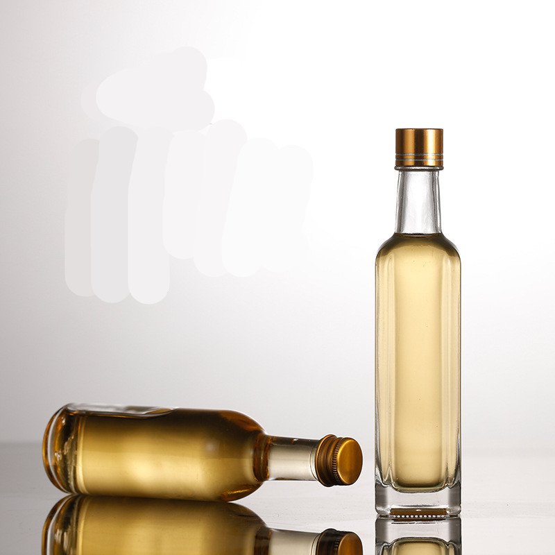 30ml 50ml 100ml square olive bottle oil clear mini empty olive oil glass bottle with screw metal cap