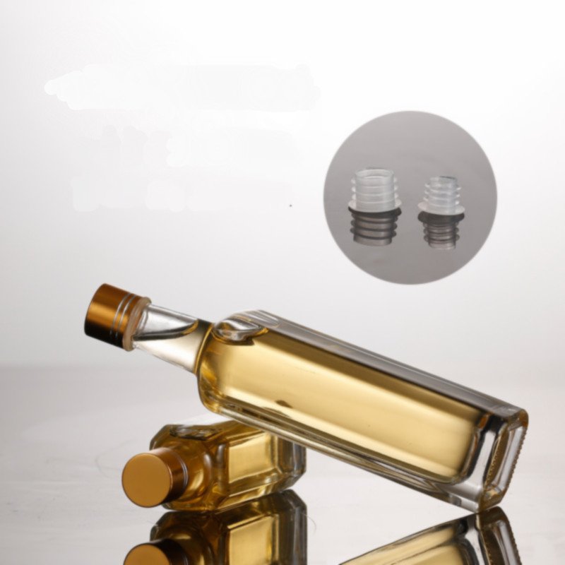 30ml 50ml 100ml square olive bottle oil clear mini empty olive oil glass bottle with screw metal cap