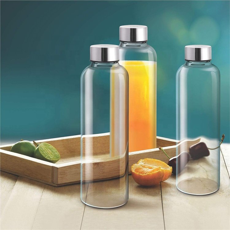 300ml 420ml 500ml 1l Sports Travel Drinking Glass Water Bottle With Stainless Steel Lid