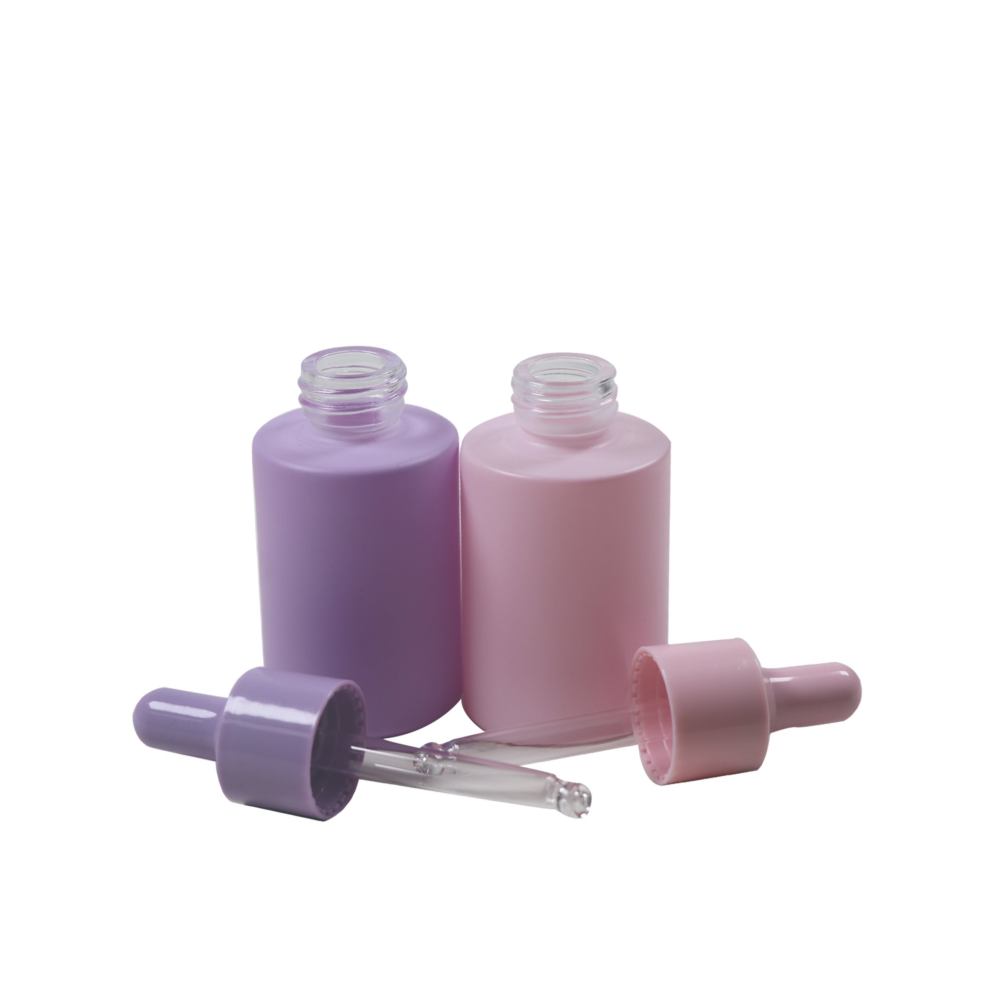 Luxury 30ml Macaroon Thick Cylinder Frosted Glass Dropper Bottle Customize Serum Bottle With PP Cap