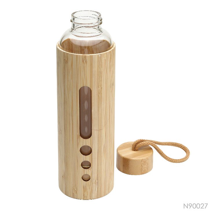 500ML High Grade Eco Friendly Unbreakable Borosilicate Glass Sport Water Bottle With Bamboo Sleeve