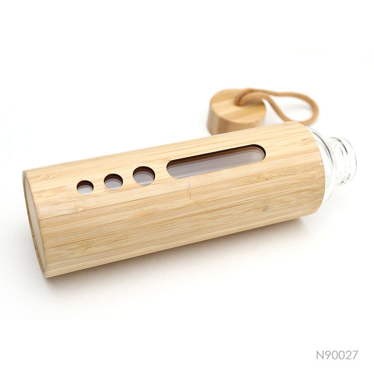 500ML High Grade Eco Friendly Unbreakable Borosilicate Glass Sport Water Bottle With Bamboo Sleeve