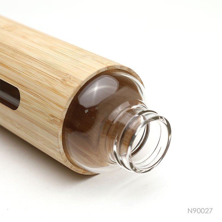 500ML High Grade Eco Friendly Unbreakable Borosilicate Glass Sport Water Bottle With Bamboo Sleeve