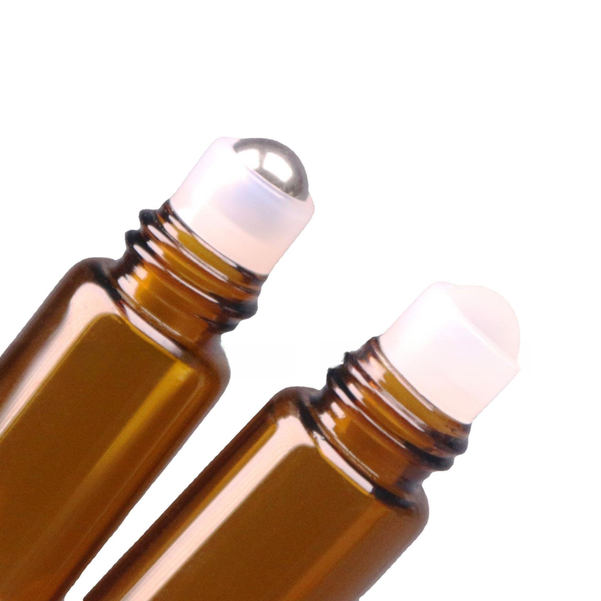 1ml 2ml 3ml 5ml 10ml Cosmetic Glass Roll on Bottles Roller Ball Amber with Stainless Steel Skin Care Rubber Stopper Recyclable
