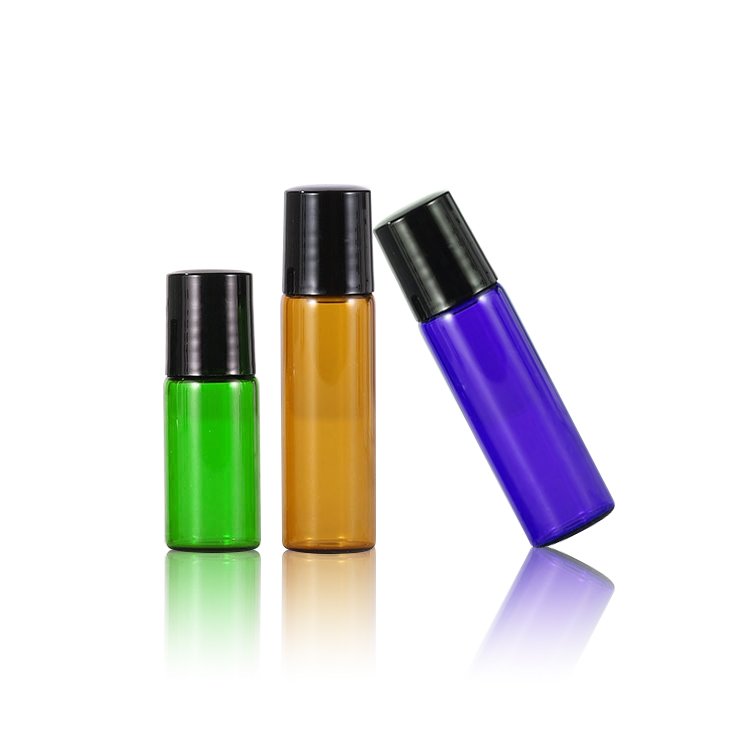 1ml 2ml 3ml 5ml 10ml Cosmetic Glass Roll on Bottles Roller Ball Amber with Stainless Steel Skin Care Rubber Stopper Recyclable