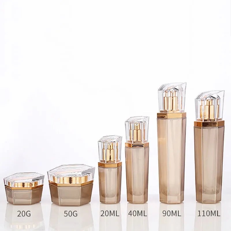 Custom 20g 50g 20ml 50ml 110ml Face Cream Eye Cream Skin Care Cosmetic Glass Pump Bottles and Jars Set