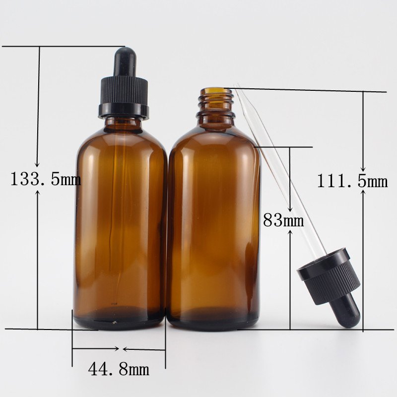 BPA free 3.4oz Brown Glass Tincture Bottles 100ml Amber glass Bottle with Eye Dropper for Essential Oils, Liquids