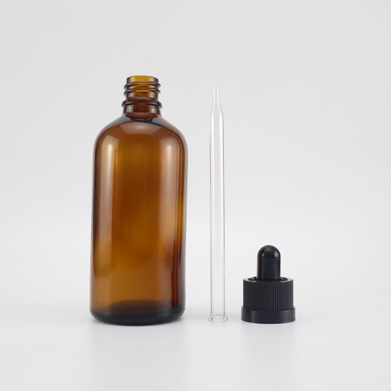 BPA free 3.4oz Brown Glass Tincture Bottles 100ml Amber glass Bottle with Eye Dropper for Essential Oils, Liquids
