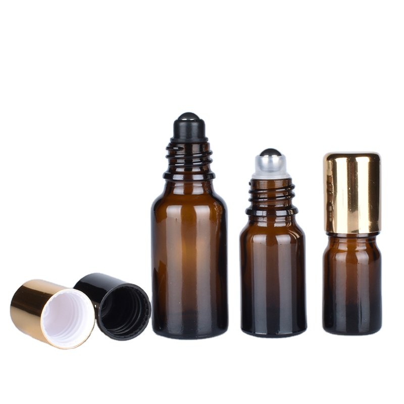 5ml 10ml 15ml 20ml 30ml 50ml 100ml empty refillable amber glass roller bottle roll on bottle with stainless steel roller ball