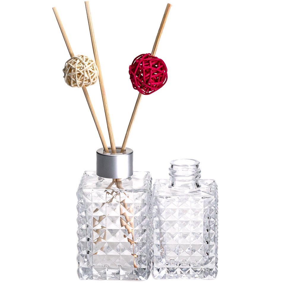 Glass Diffuser Bottle 100ml Luxury Crystal Diffuser Bottle with Logo and Color Custom Reed Diffuser Glass Bottle Stopper or Lids