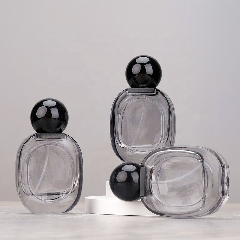 New Stock 30ml Gray Empty Perfume Bottle Wholesale Glass Perfume Spray Bottle Clear Luxury Diffuser Atomizer With Ball Lid