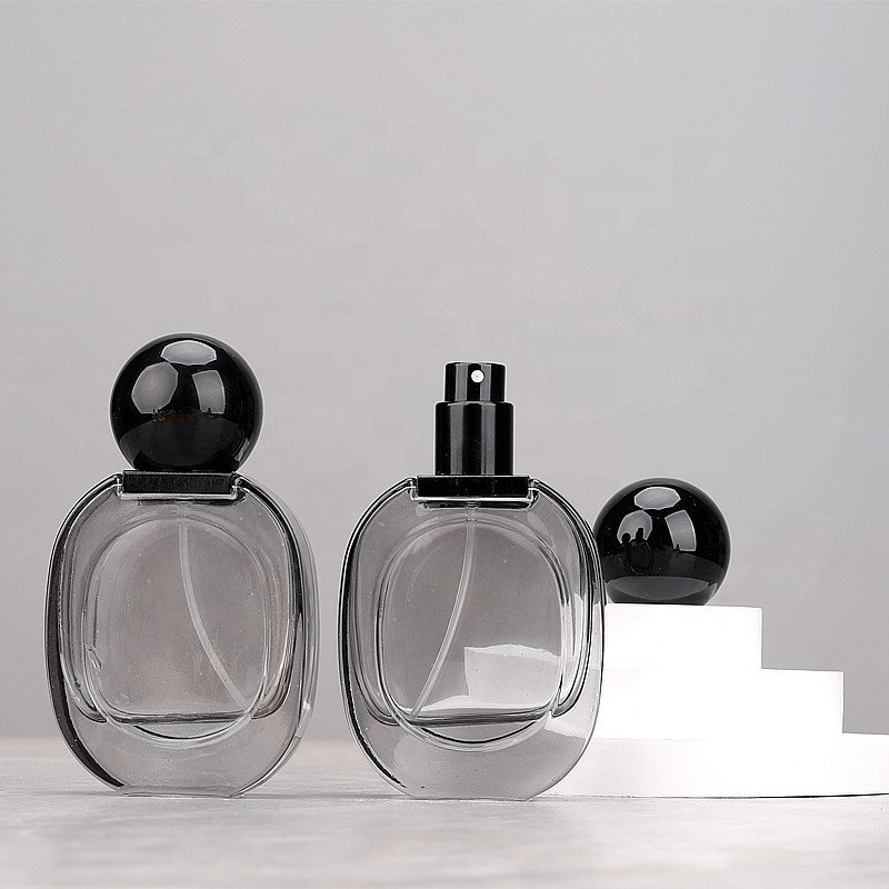 New Stock 30ml Gray Empty Perfume Bottle Wholesale Glass Perfume Spray Bottle Clear Luxury Diffuser Atomizer With Ball Lid