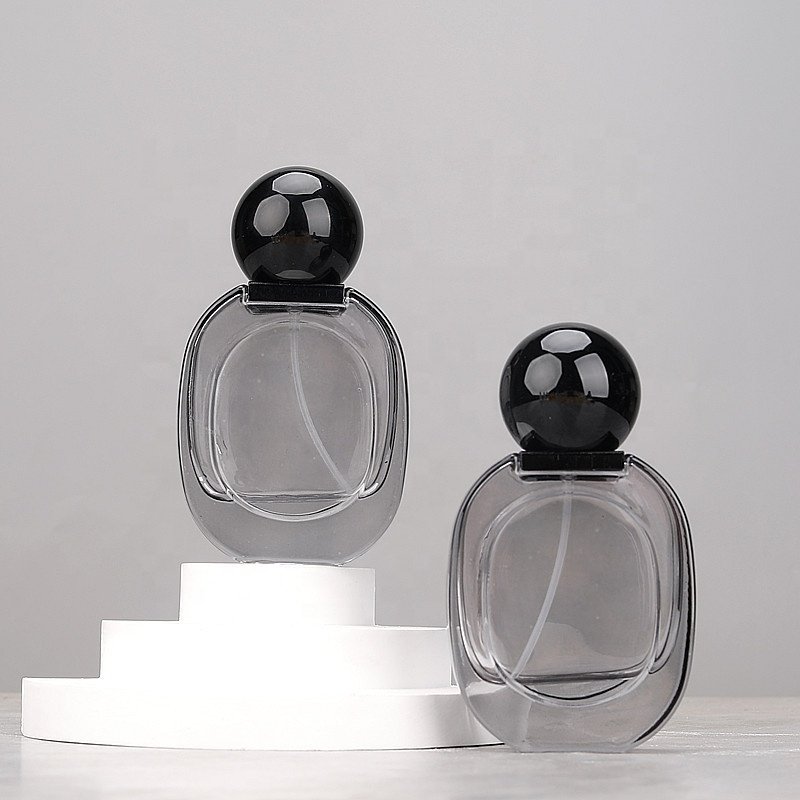 New Stock 30ml Gray Empty Perfume Bottle Wholesale Glass Perfume Spray Bottle Clear Luxury Diffuser Atomizer With Ball Lid