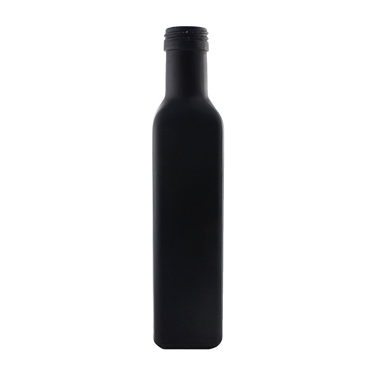 Custom Botellas De Aceite De Oliva Matte Black 250ml 500ml Empty Square Cooking Olive Oil Glass Bottles