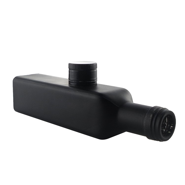 Custom Botellas De Aceite De Oliva Matte Black 250ml 500ml Empty Square Cooking Olive Oil Glass Bottles
