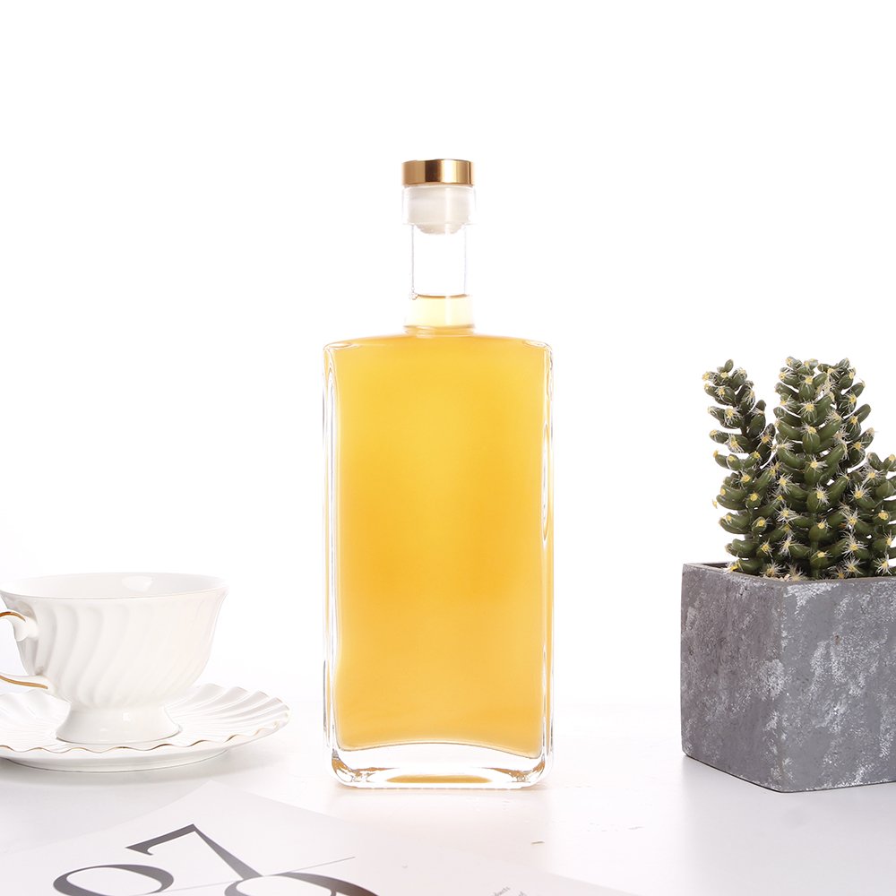 500ml square liquor bottles gin vodka glass bottles with glass cork top flat square glass wine bottles