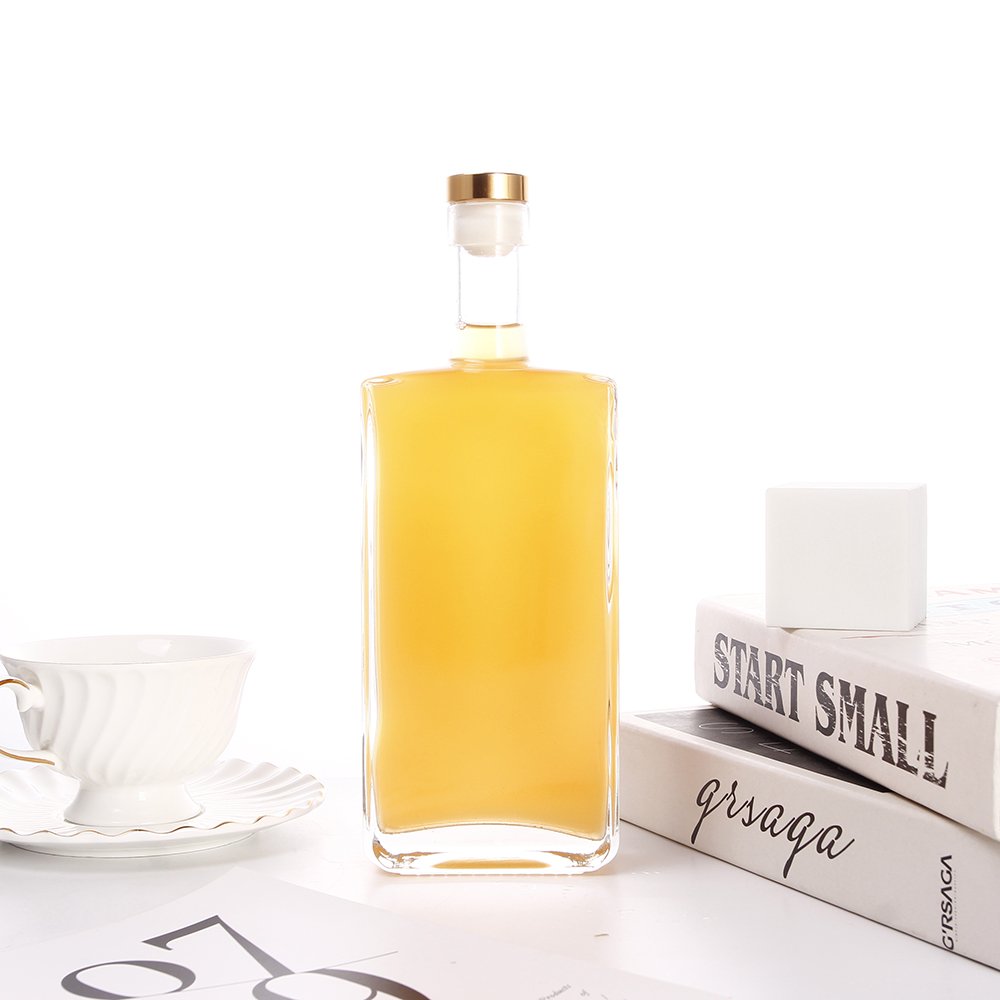 500ml square liquor bottles gin vodka glass bottles with glass cork top flat square glass wine bottles
