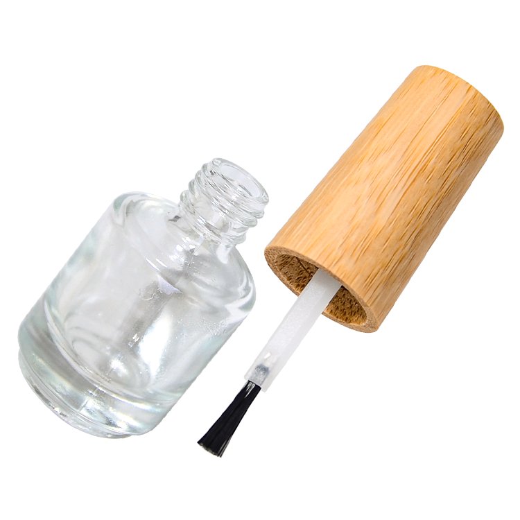 Wholesale Nail Gel Polish Nail Gel Bottle 10ml 15ml Bamboo Cap Nail Polish Bottle