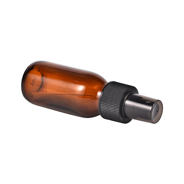 Wholesale 60ml Empty Amber Glass Spray Bottle Cosmetic Boston Black Plastic Sprayer Spray Glass Bottle