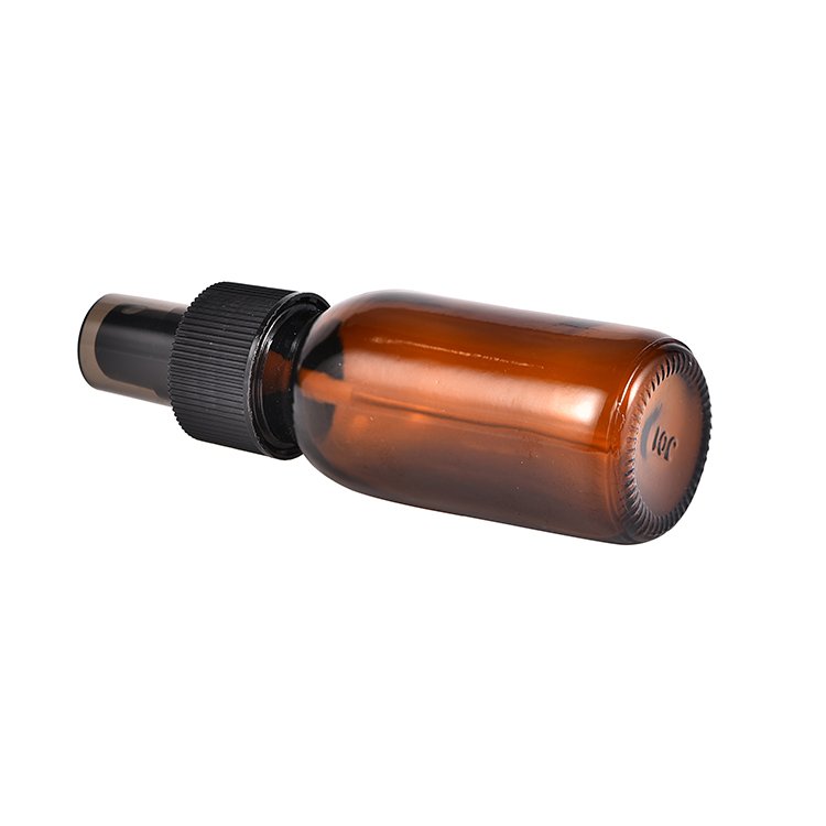 Wholesale 60ml Empty Amber Glass Spray Bottle Cosmetic Boston Black Plastic Sprayer Spray Glass Bottle