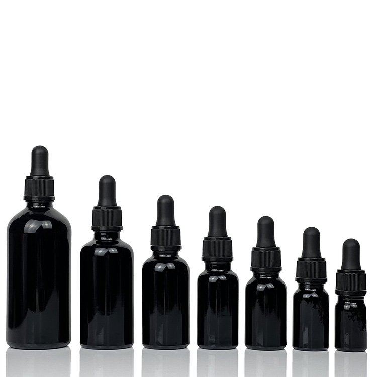5ml 15ml 30ml 50ml 100ml 150ml 200ml 250ml black Dark uv violet glass essential oil lotion cosmetic dropper bottle
