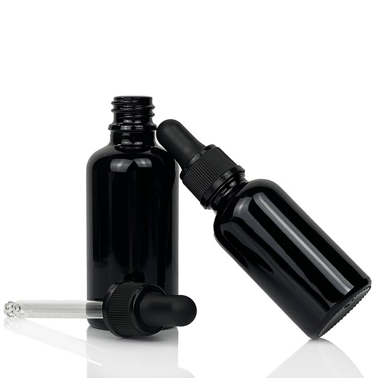 5ml 15ml 30ml 50ml 100ml 150ml 200ml 250ml black Dark uv violet glass essential oil lotion cosmetic dropper bottle