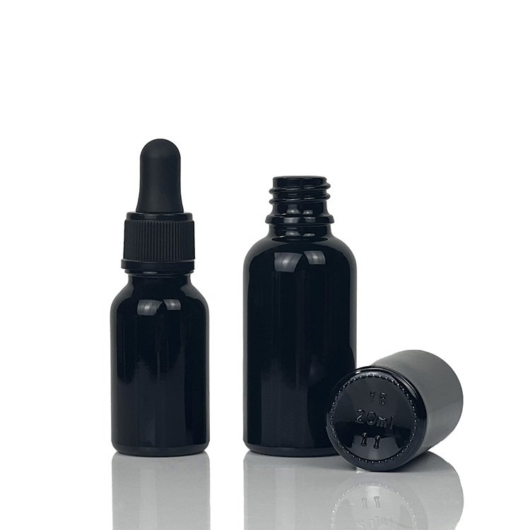 5ml 15ml 30ml 50ml 100ml 150ml 200ml 250ml black Dark uv violet glass essential oil lotion cosmetic dropper bottle