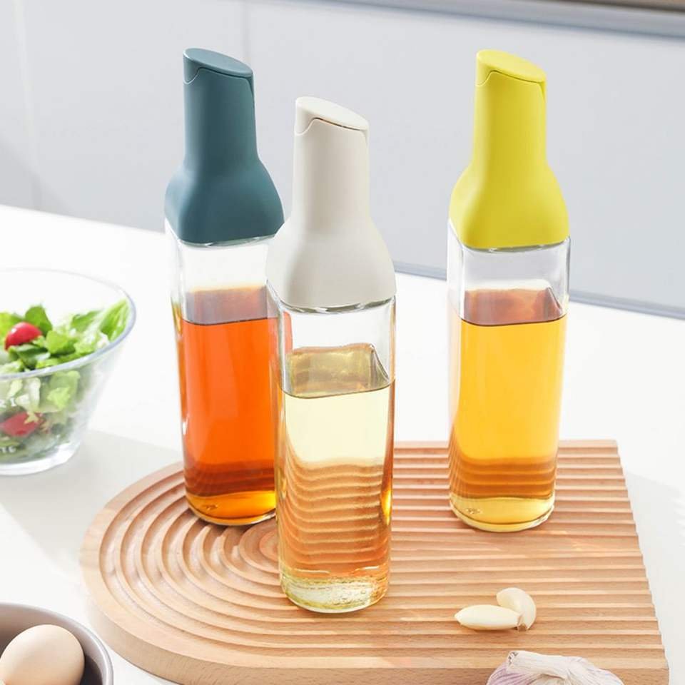 Kitchen wholesale 500ml big capacity portable olive oil and vinegar dispenser square seasoning glass bottle multi oil vinegar po