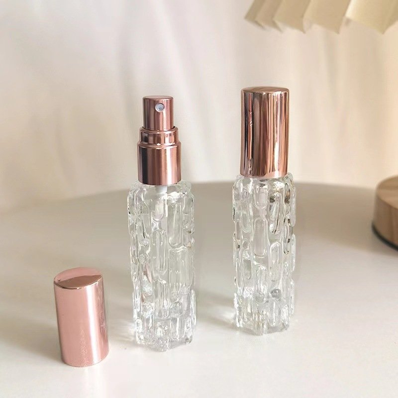 New design 10ml Portable Glass Perfume Fine Mist Spray Bottle Unique Style Glass Vial Cosmetics Packing With Aluminum Lid