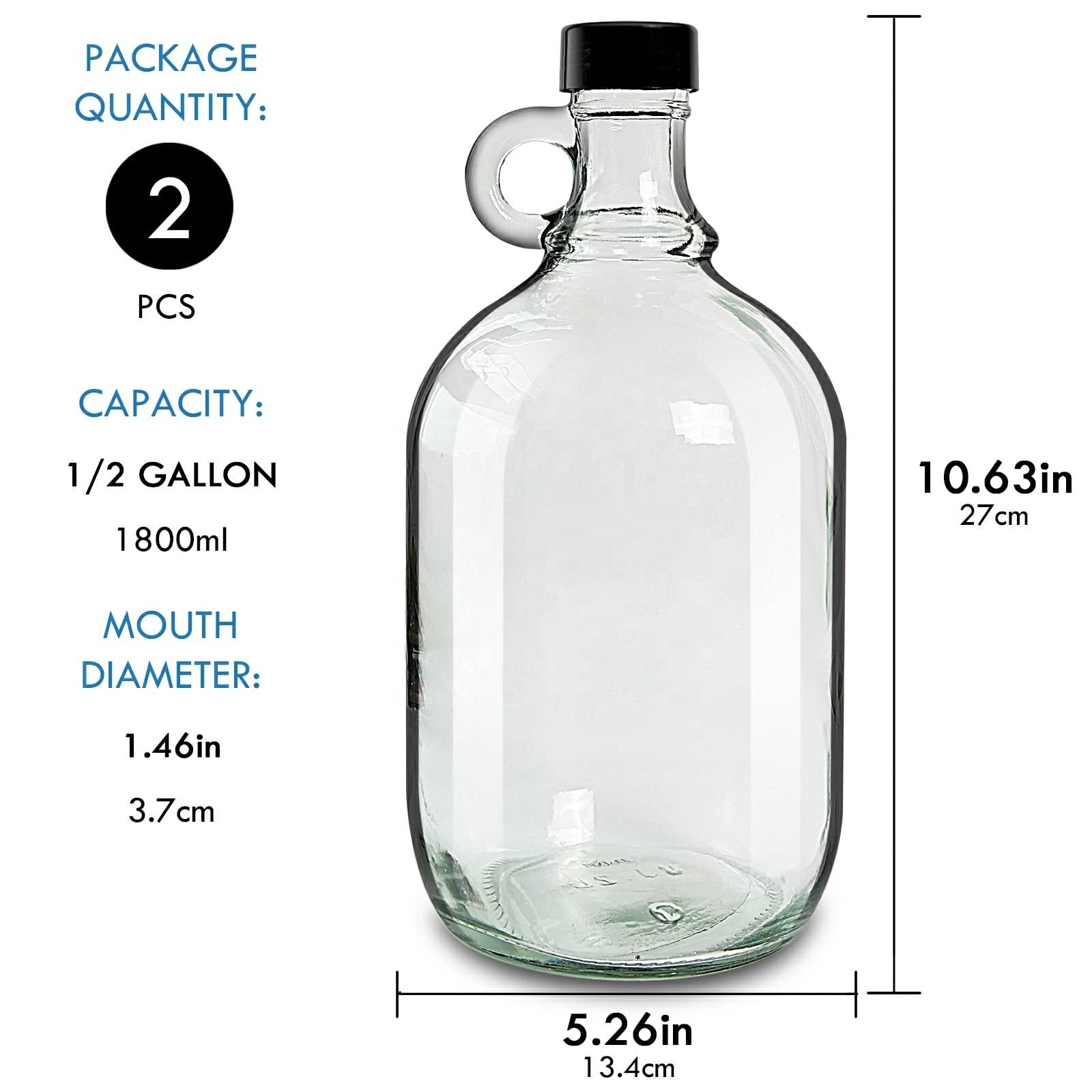 Wholesale Supplier Empty Vintage Container Large Glass Gallon Jug Red Wine Glass Bottles With Handle For Bear Juice Kombucha