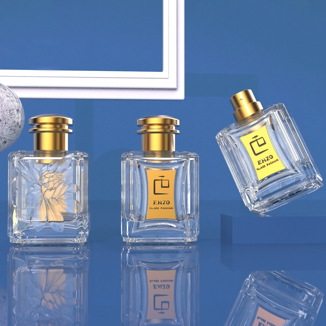 New 2024 High Quality 50ml Empty Rectangular Glass Bottle Factory Price Cosmetic Packaging Perfume Spray Glass Bottle Refillable