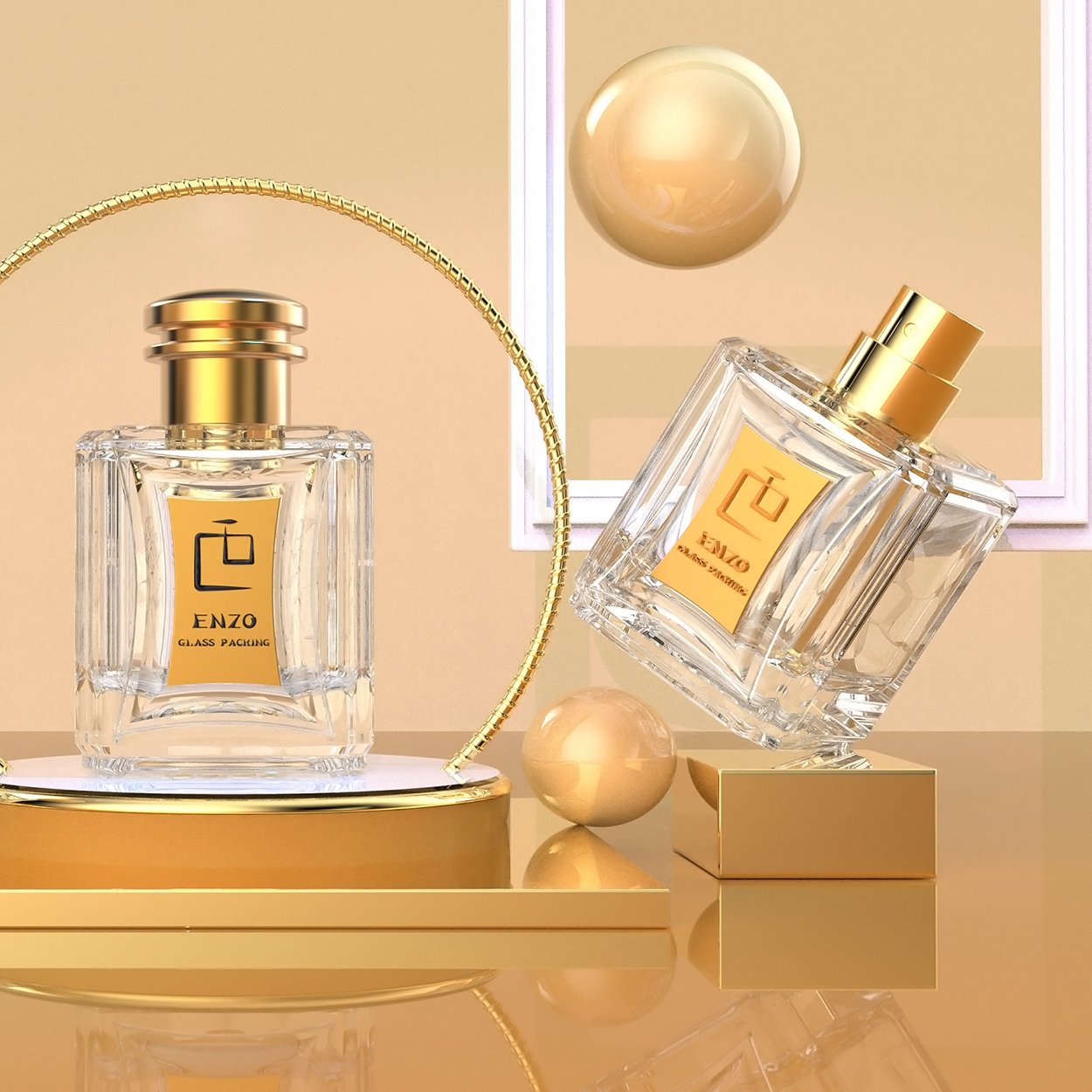 New 2024 High Quality 50ml Empty Rectangular Glass Bottle Factory Price Cosmetic Packaging Perfume Spray Glass Bottle Refillable