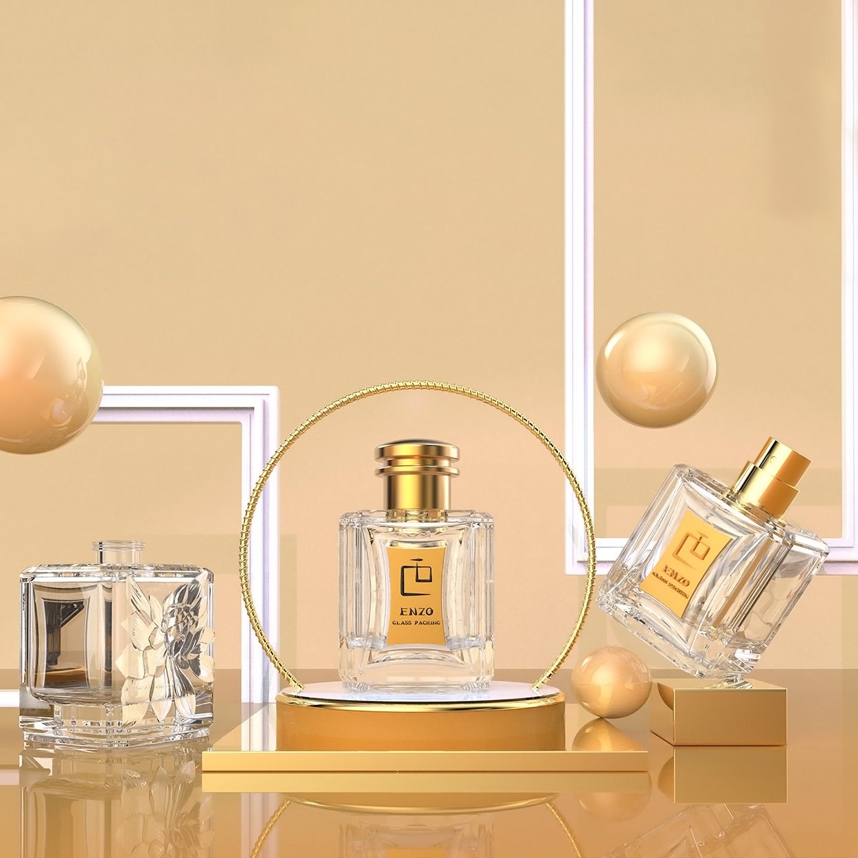 New 2024 High Quality 50ml Empty Rectangular Glass Bottle Factory Price Cosmetic Packaging Perfume Spray Glass Bottle Refillable