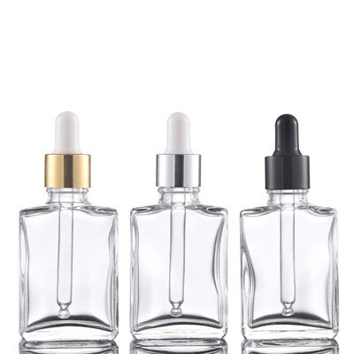 2022 hot sale empty transparent 15ml 30ml 50ml 100ml screw cap square glass dropper bottle