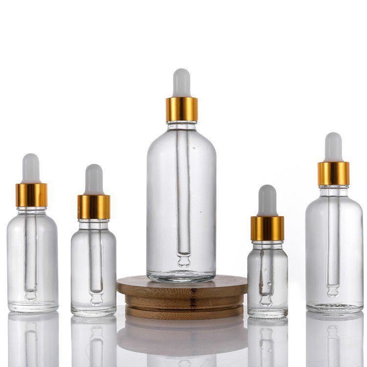 20ml in stock empty transparent clear glass dropper bottles with tamperproof childproof cap for body care serum aroma perfume
