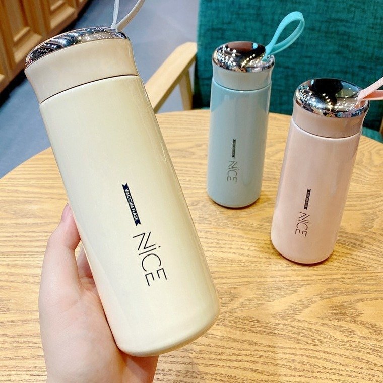 Wholesale 400ml Thermos Water Cup Portable Student Travel Coffee Mug Vacuum Double Walled Glass Water Bottle With Handle