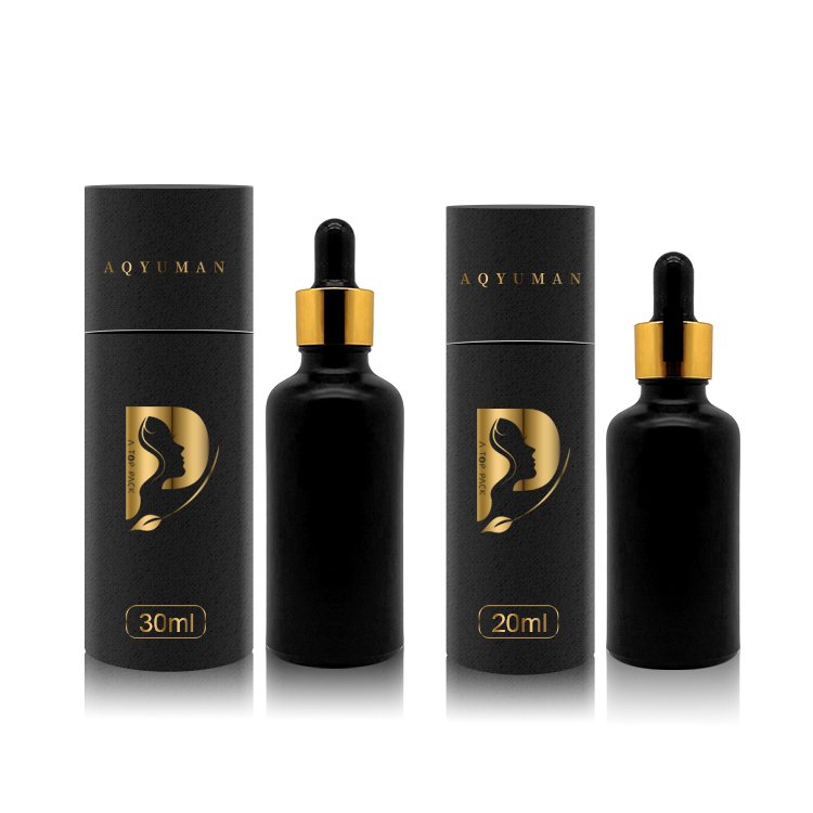 Luxury customizable logo 5ml10ml15ml20ml30ml50ml100ml black frosted glass essential oil bottle with box