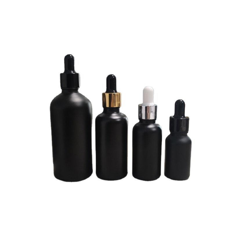 Luxury customizable logo 5ml10ml15ml20ml30ml50ml100ml black frosted glass essential oil bottle with box