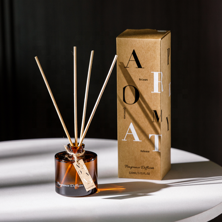 110ml High Fine quality Home Fragrance decoration Essential Oil rattan reed diffuser long lasting aroma set glass bottle OEM ODM