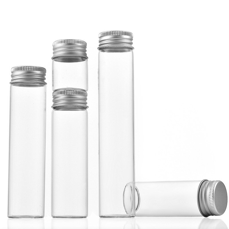 high borosilicate test tube glass wine bottle with aluminum sliver gold lid 80ml 100ml glass vials