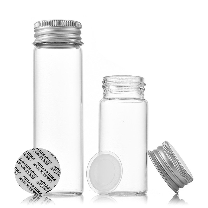 high borosilicate test tube glass wine bottle with aluminum sliver gold lid 80ml 100ml glass vials