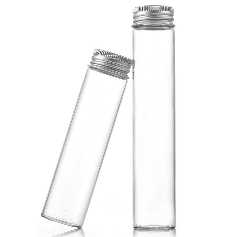 high borosilicate test tube glass wine bottle with aluminum sliver gold lid 80ml 100ml glass vials