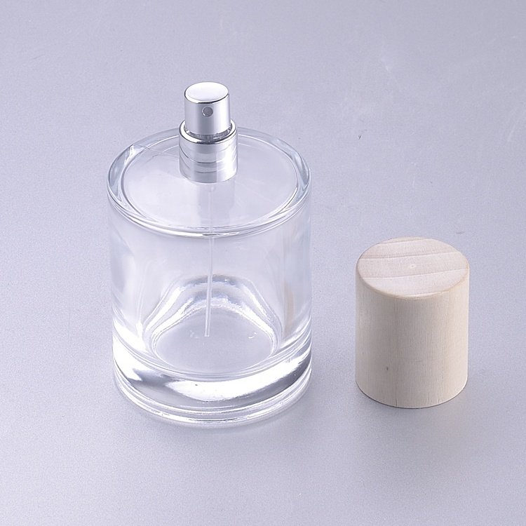 wholesale 30ml empty packaging spray with wooden lids perfume glass bottles