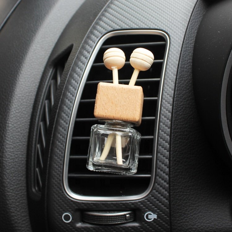 Clear square shaped 8ml glass perfume empty bottle car air scented diffuser glass bulk perfume bottle car fragrance