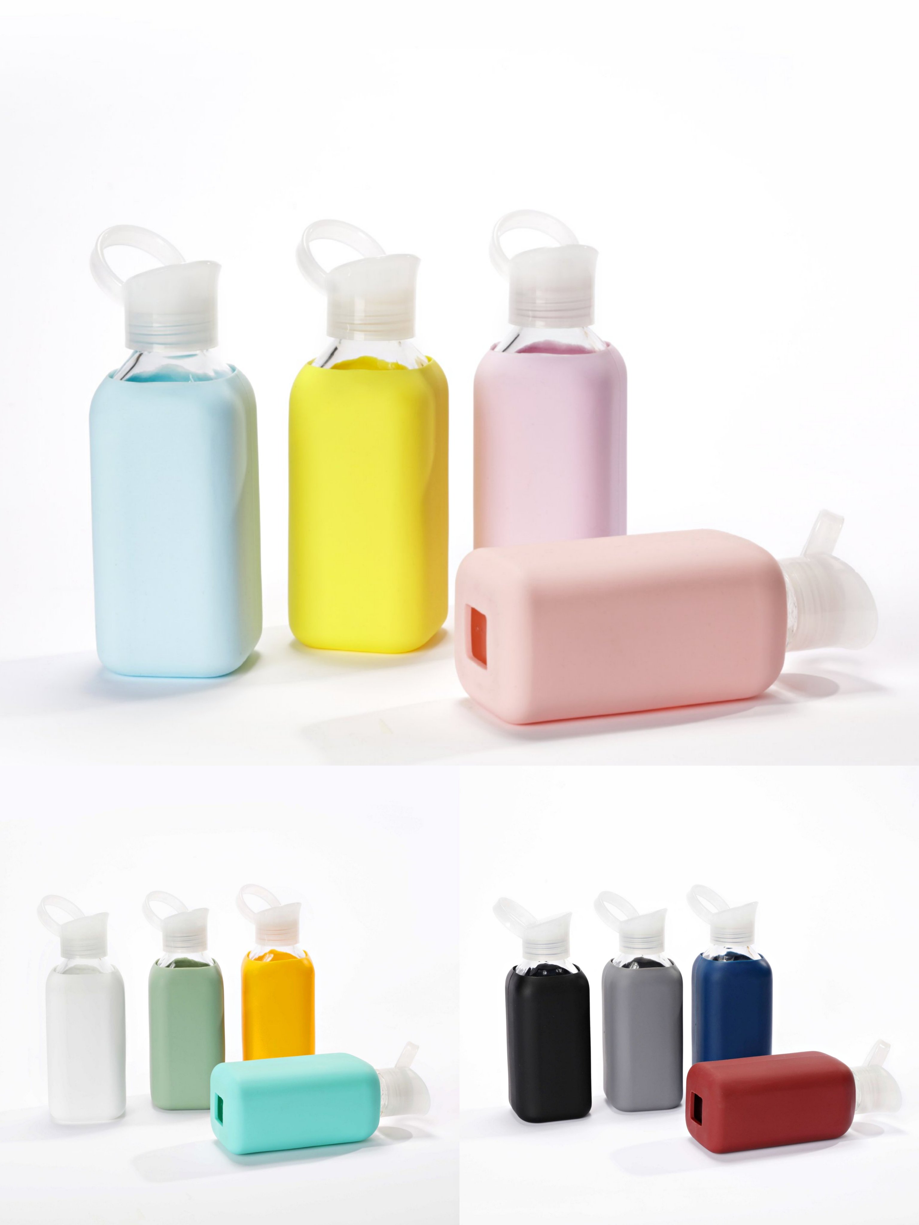 New Custom Insulated Square Silicahigh Quality Hydrochloric Acid Glass Water Bottle Sports Water Bottle Minimalist Plastic Print