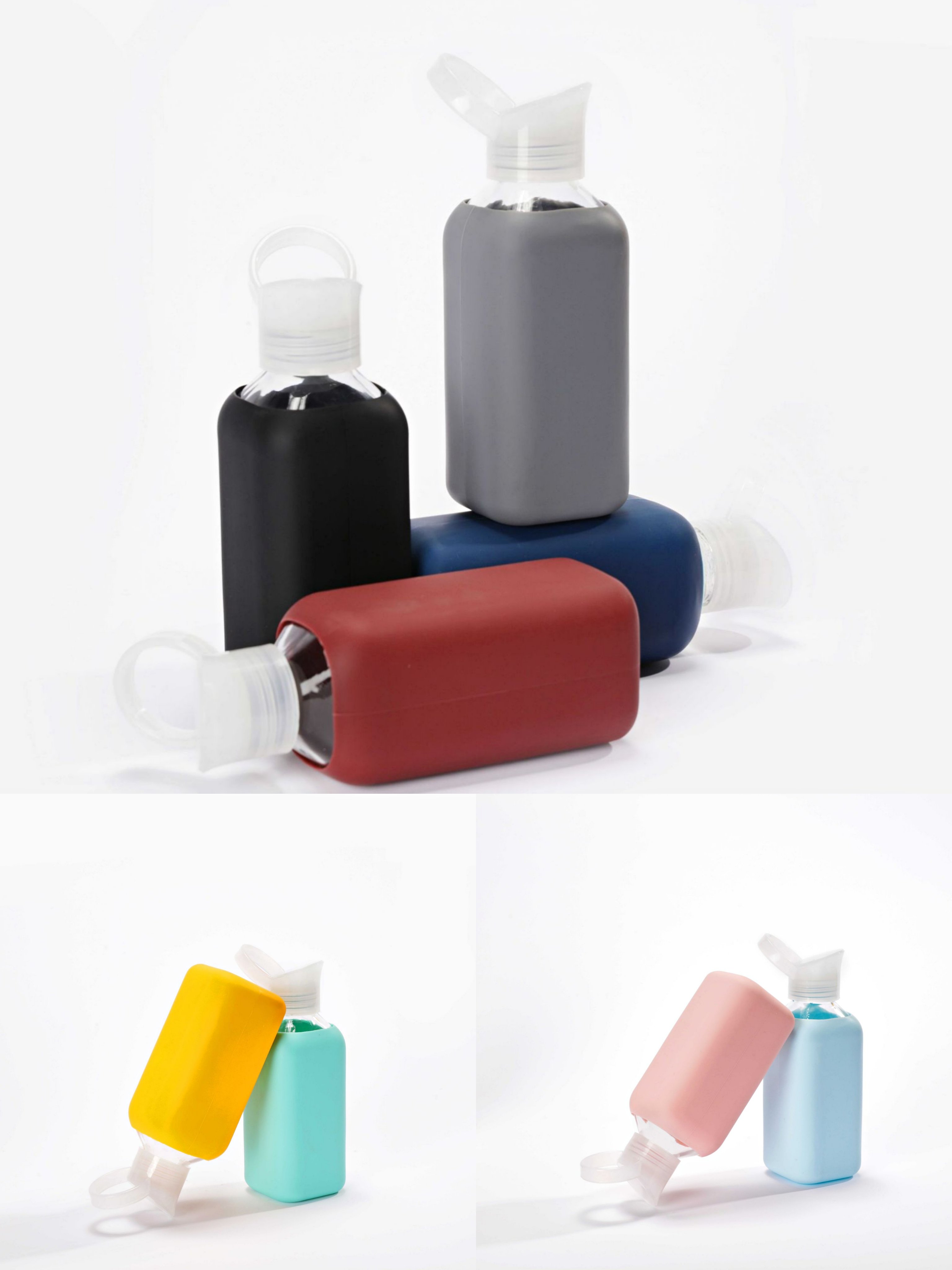 New Custom Insulated Square Silicahigh Quality Hydrochloric Acid Glass Water Bottle Sports Water Bottle Minimalist Plastic Print